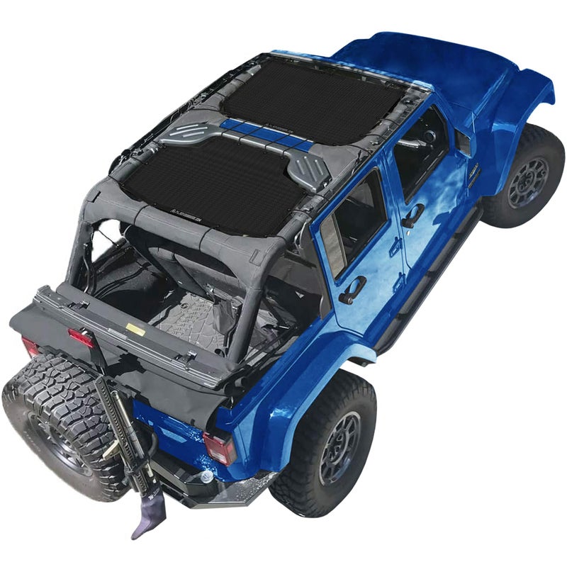 Alien Sunshade Jeep Wrangler JKU Black (2007-2018) Front & Rear Mesh Sun Shade for JK Unlimited, Blocks UV, Wind, Noise, Jeep Gifts, Bikini Jkini Top Cover for Sport, Sport S, Sahara, Rubicon - Image 1